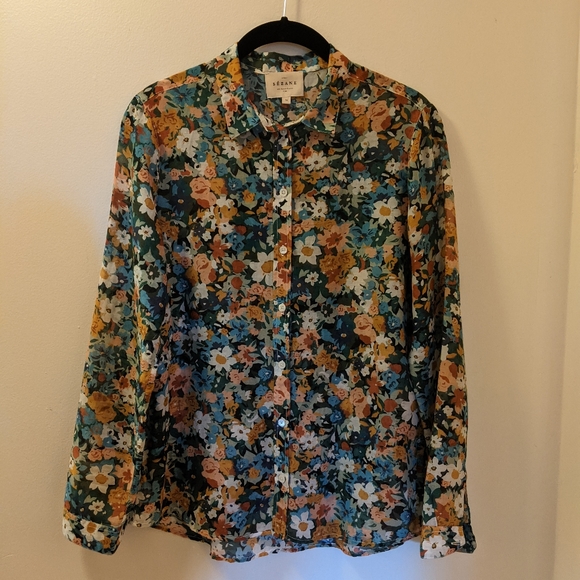 SOLD! Sezane Pierro Shirt Fall Flowers (36) - Picture 2 of 6